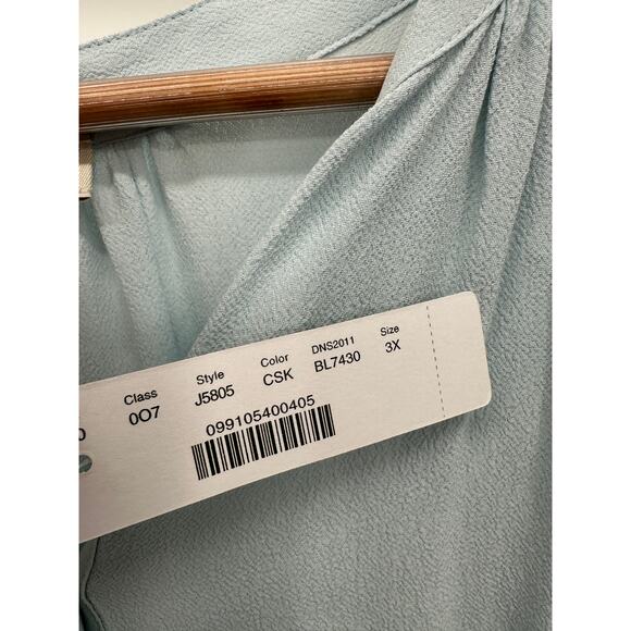 Point Sur J.Crew Drapey Popover Shirt Women 3X Baby Blue Blouse NWT - Picture 6 of 7